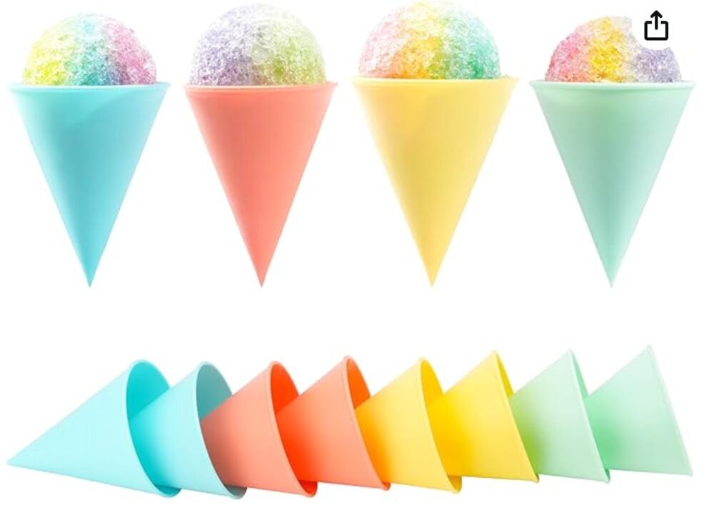 8-Pack Reusable Washable Plastic Snow Cone Cups, 4 Colors- 4oz